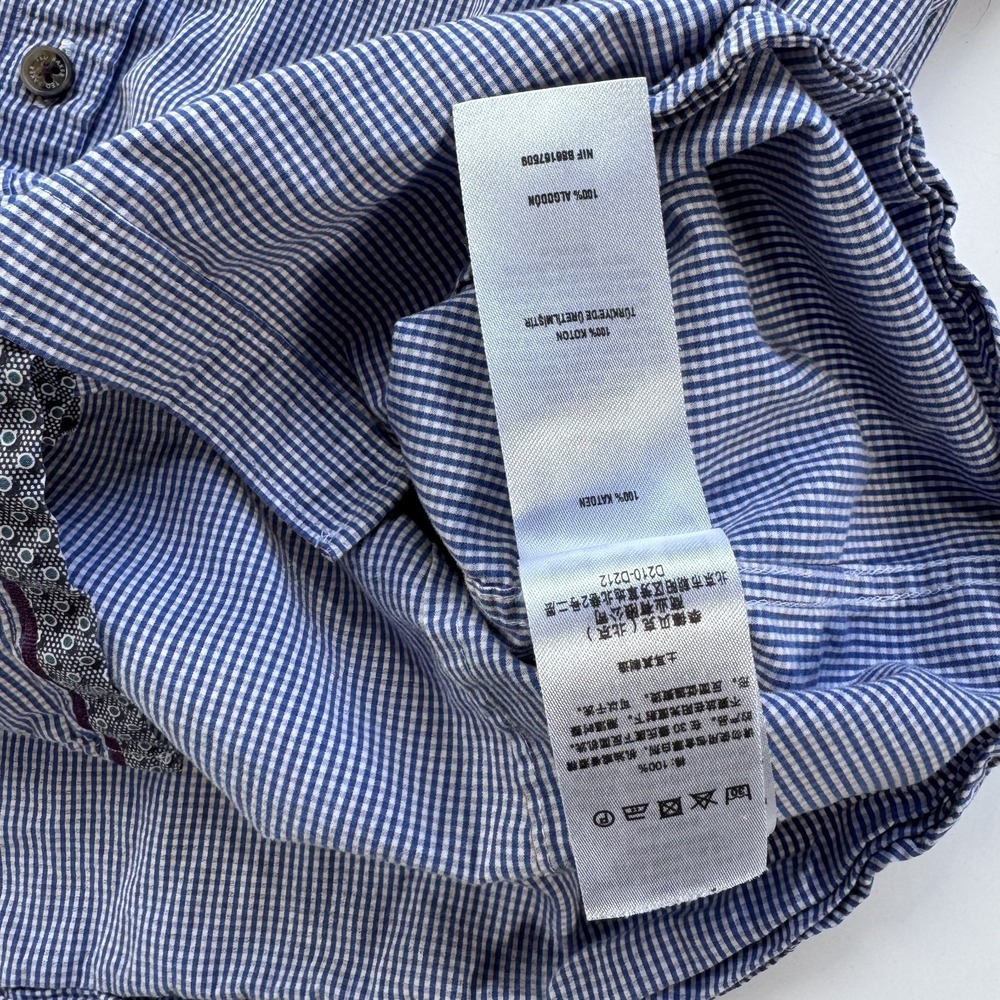 TED BAKER Long Sleeve Button Down Shirt Mens 2 (Small) Blue Check Turkey - Picture 8 of 16